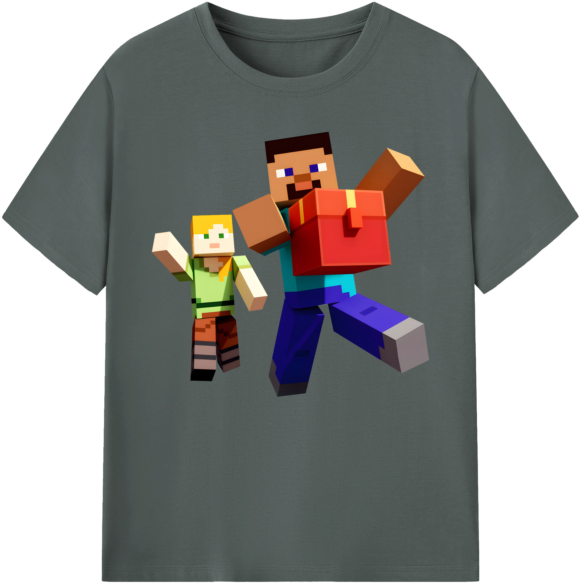 （画像用） マインクラフト ブロックの世界 Minecraft MC Block world 綿100％ メンズ半袖Tシャツ｜肌触りやわらか＆通気性